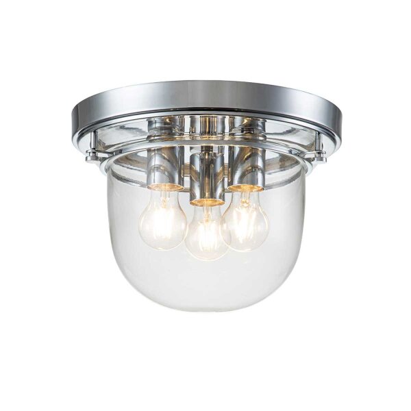 Lampe de plafonnier salle de bain IP44 Ø 33 cm chrome 3x E27 métal verre