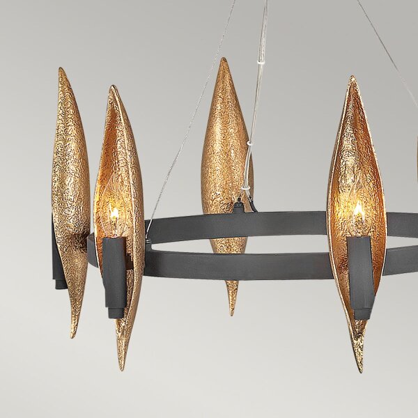 Lustre métal Ø 61 cm Anneau H : max. 316,9 cm Noir Or
