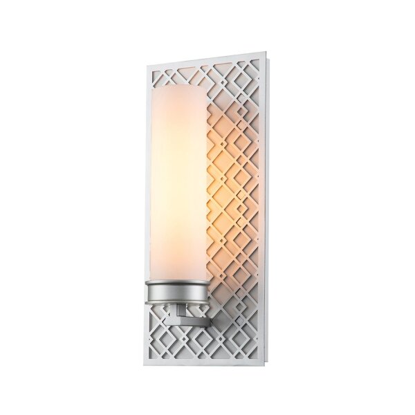 Applique salle de bain IP44 H : 34,3 cm en argent blanc E27 verre métal