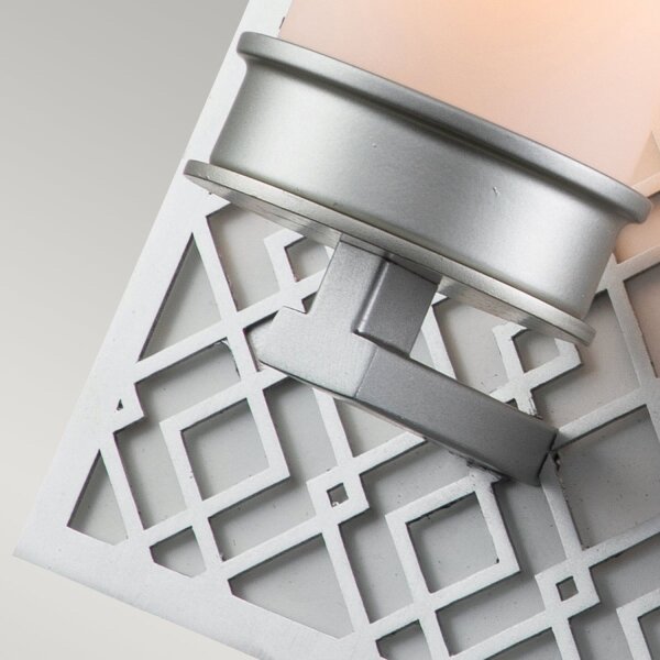 Applique salle de bain IP44 H : 34,3 cm en argent blanc E27 verre métal