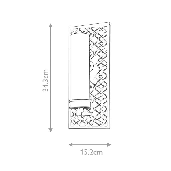 Applique salle de bain IP44 H : 34,3 cm en argent blanc E27 verre métal