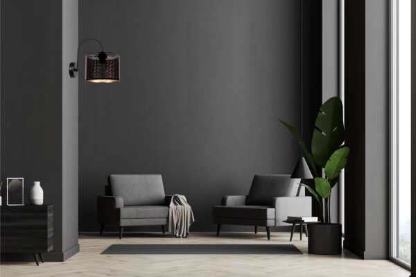 Applique murale en métal noir doré E27 L:20 cm élégant