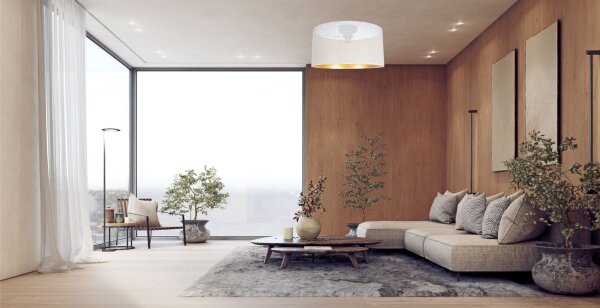 Loft Plafonnier en métal blanc or E27 Ø40 cm rond