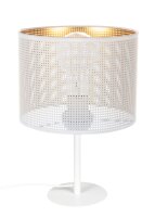 Petite lampe de table m&eacute;tal blanc or E27 30 cm Loft