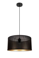 Suspension m&eacute;tal Loft E27 ronde L:40 cm noir or
