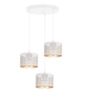 Suspension m&eacute;tal Loft 3-flmg E27 L:40 cm blanc or