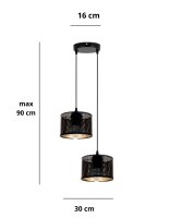 Lampe à suspendre métal Loft 2flmg E27 L:30...