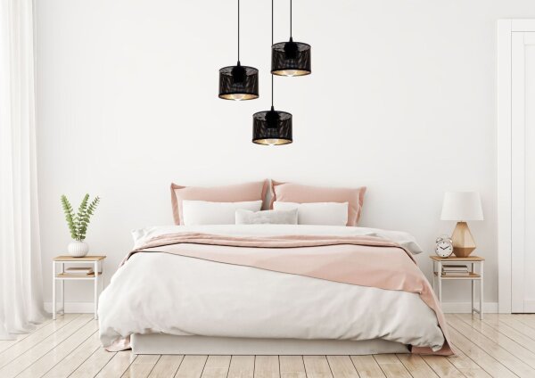 Lampe à suspendre métal Loft 3-flmg E27 L:40 cm noir or