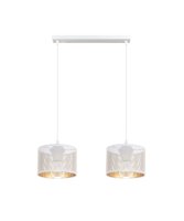 Lampe &agrave; suspendre m&eacute;tal blanc or E27 2...