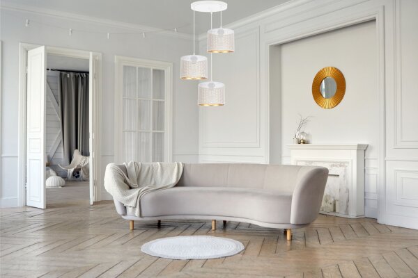 Lampe à suspendre métal blanc or E27 3-flammes Ø45 cm Loft
