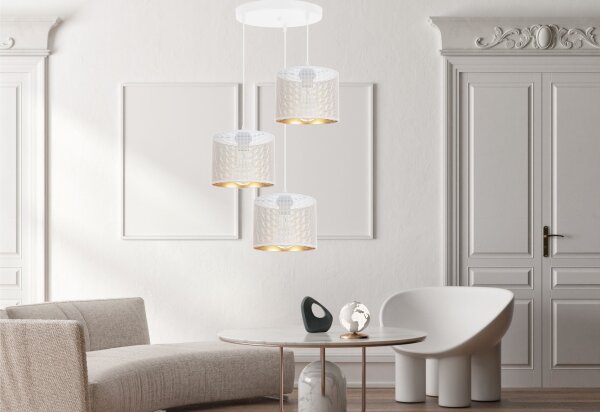 Lampe à suspendre métal blanc or E27 3-flammes Ø45 cm Loft