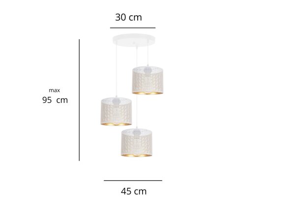 Lampe à suspendre métal blanc or E27 3-flammes Ø45 cm Loft
