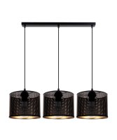 Suspension m&eacute;tal noir or E27 3-flmg 70 cm de long