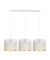 Suspension m&eacute;tal blanc or E27 3-flmg 70 cm de long