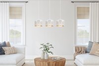Suspension métal blanc or E27 3-flmg 70 cm de long