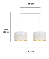 Grande lampe suspendue métal blanc or E27 2flmg...