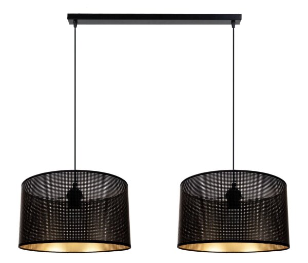 Grande lampe suspendue métal noir or E27 L:90 cm