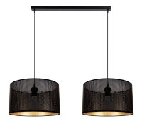 Grande lampe suspendue m&eacute;tal noir or E27 L:90 cm