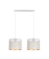 Suspension m&eacute;tal blanc or E27 2-flmg 50 cm de long