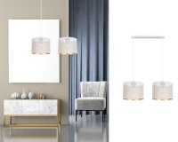 Suspension métal blanc or E27 2-flmg 50 cm de long