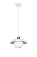 Suspension verre m&eacute;tal E27 &Oslash;30 cm Blanc...