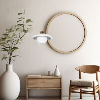 Suspension verre métal E27 Ø30 cm Blanc...
