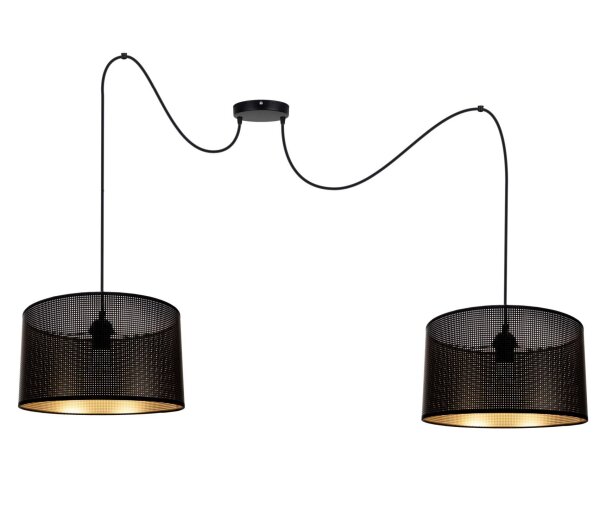 Lampe à suspendre Spider noir or E27 2-flmg L:200 cm grande