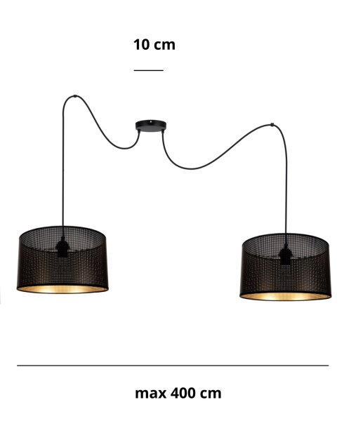 Lampe à suspendre Spider noir or E27 2-flmg L:200 cm grande