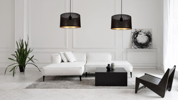 Lampe à suspendre Spider noir or E27 2-flmg L:200 cm grande
