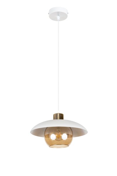 Suspension verre en métal miel E27 Ø30 cm faible éblouissement