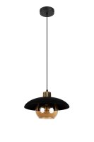 Lampe à suspendre verre miel métal noir...