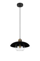 Lampe à suspendre verre clair métal noir...