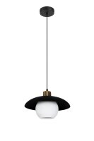 Suspension verre m&eacute;tal E27 &Oslash;30 cm noir...