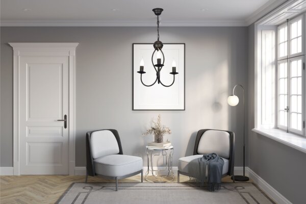 Lustre noir métal L:36 cm E14 Classique
