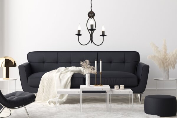 Lustre noir métal L:36 cm E14 Classique