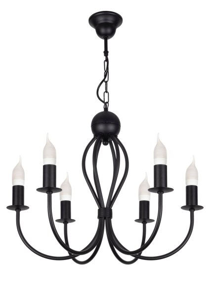 Lustre noir métal 6 flammes E14 Classique