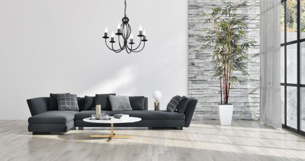 Lustre noir métal 6 flammes E14 Classique