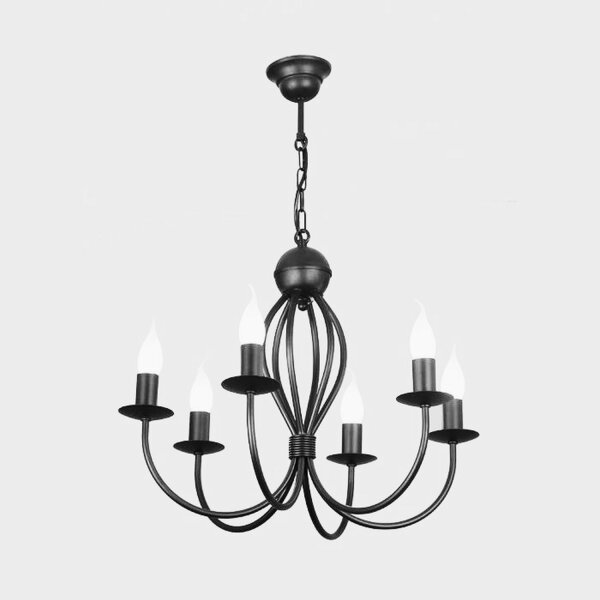 Lustre noir métal 6 flammes E14 Classique