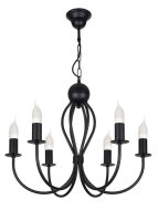 Lustre noir métal 6 flammes E14 Classique
