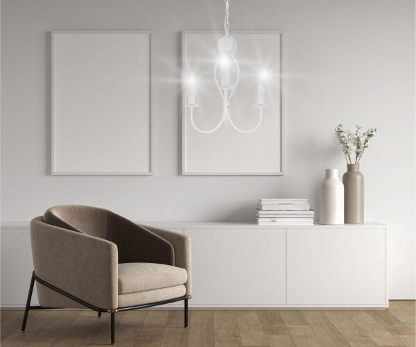 Lustre blanc Métal L:36 cm E14 Classique
