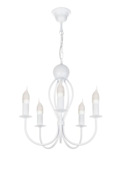 Lustre blanc métal 5 flammes E14 Classique