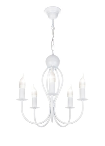 Lustre blanc métal 5 flammes E14 Classique