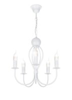 Lustre blanc métal 5 flammes E14 Classique