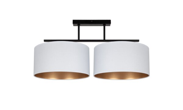 Lampe de plafonnier Tissu noir éblouissant blanc or E27 70 cm