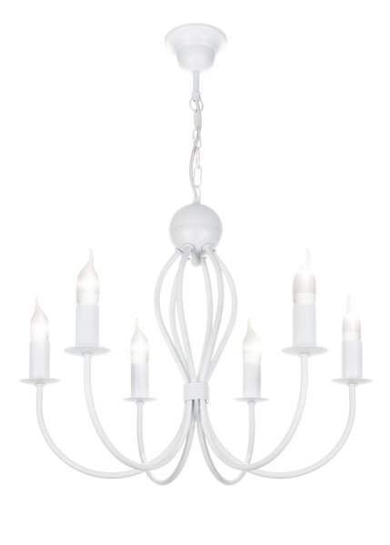 Lustre blanc métal 6 flammes E14 Classique