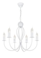 Lustre blanc métal 6 flammes E14 Classique