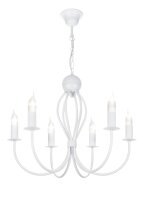 Lustre blanc métal 6 flammes E14 Classique