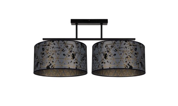 Lampe de plafonnier Tissu éblouissant Noir Gris Motif 70 cm