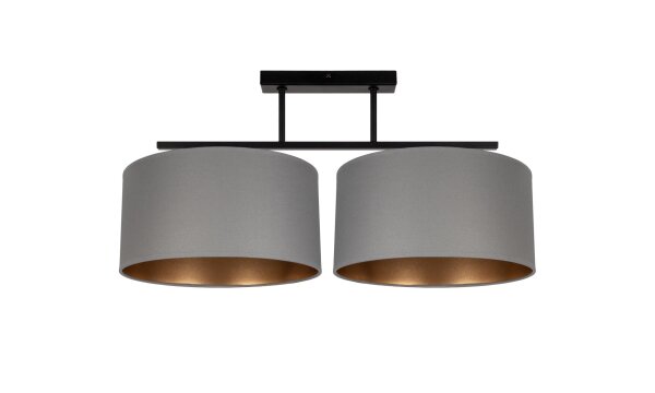 Lampe de plafonnier Tissu noir éblouissant gris or E27 70 cm