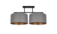 Lampe de plafonnier Tissu noir &eacute;blouissant gris or...
